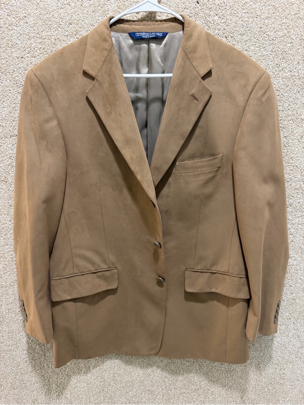 Vintage 90s Y2K camel sports coat blazer suede feel Roundtree Yorke Dillards 42R
